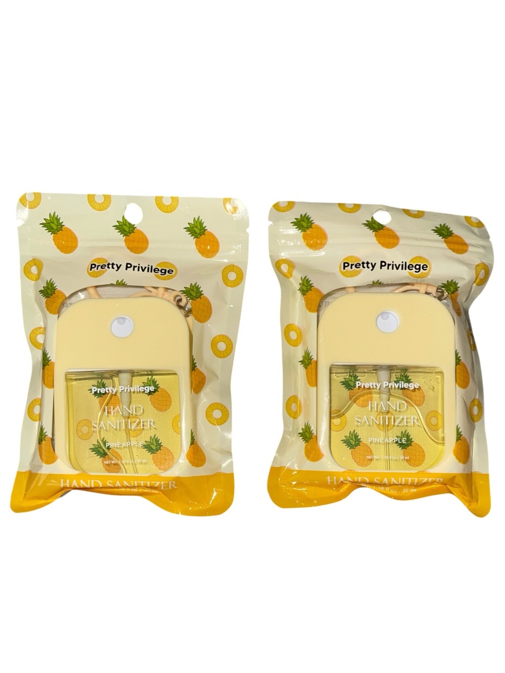 PINEAPPLE HAND SANITIZER SPRAYS BAG CHARMS SET OF 2
